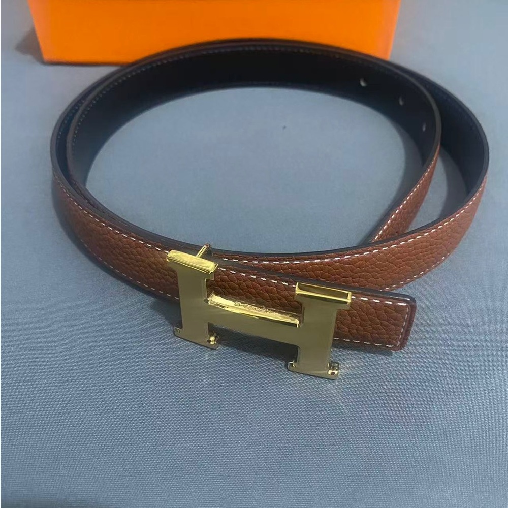 Hermès H Buckle Belt Brown Leather 85cm